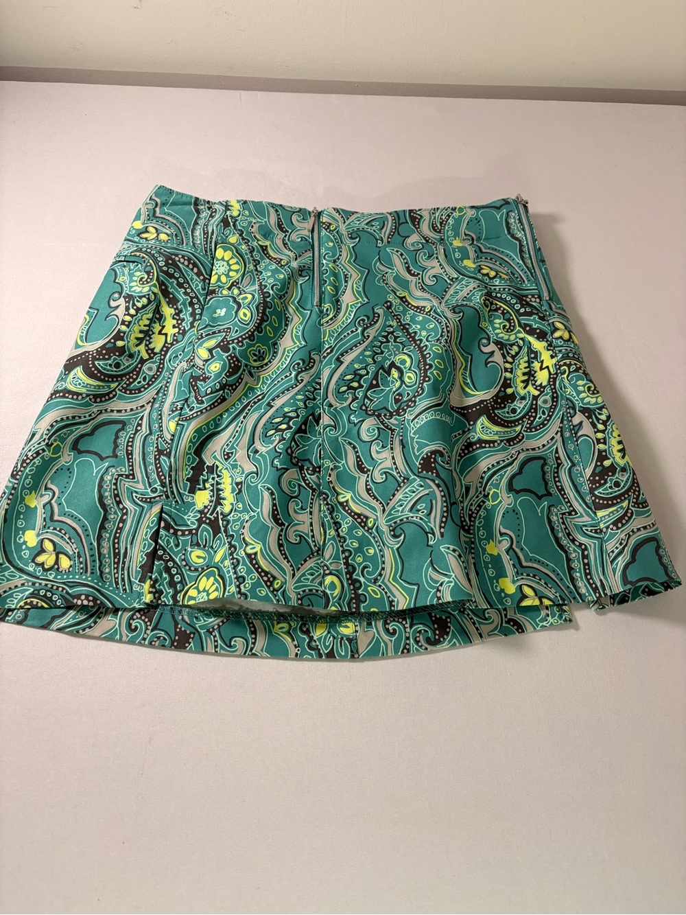 Lady Hagen Teal Paisley Skater Skirt with Yellow Accents